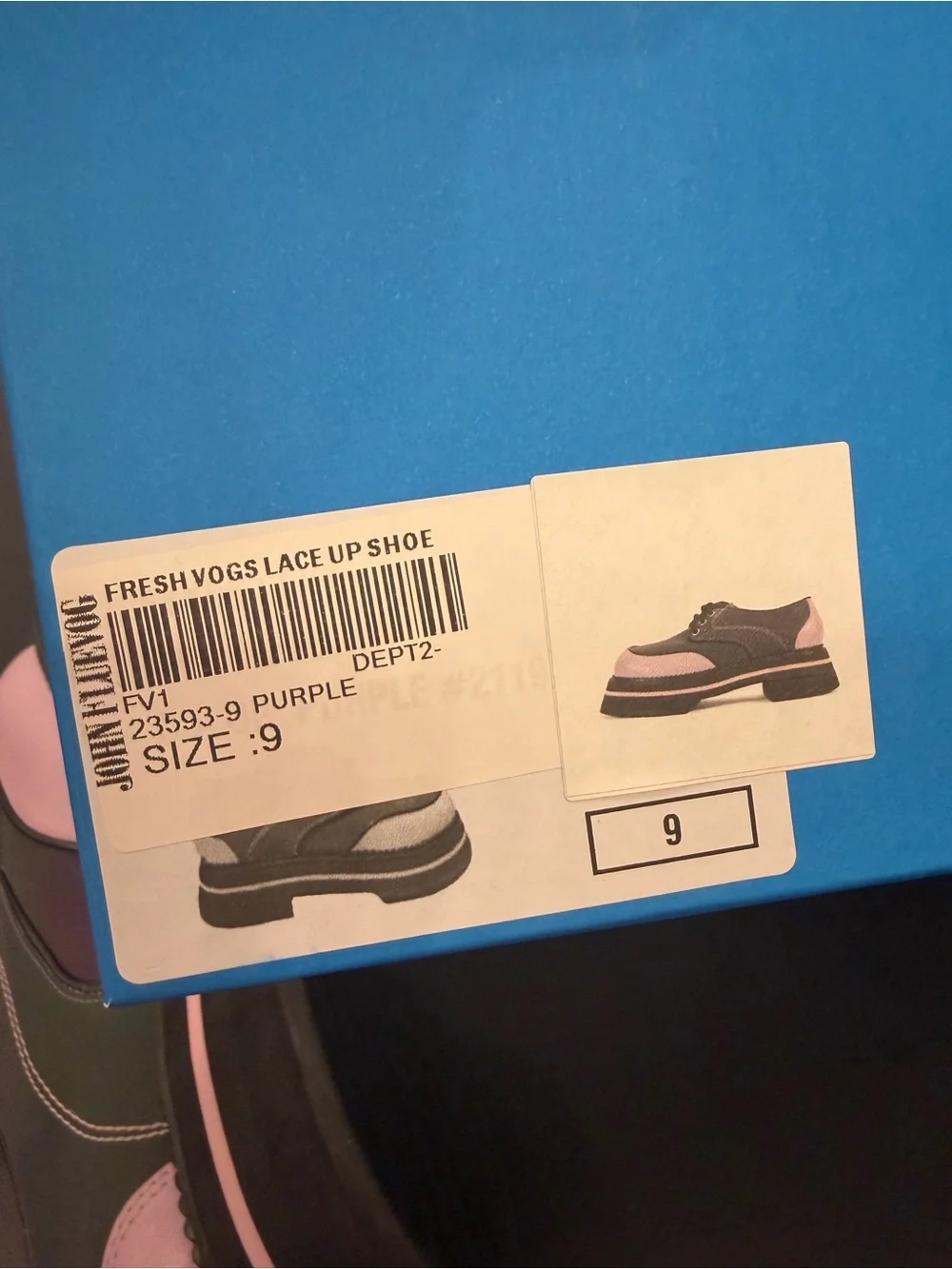 John Fluevog Purple and Blue Iridescent Platform Oxfords